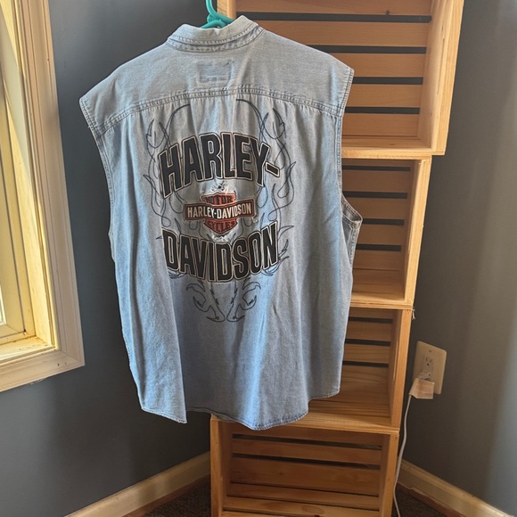 Harley-Davidson Light Blue Denim Vest - Picture 2 of 4